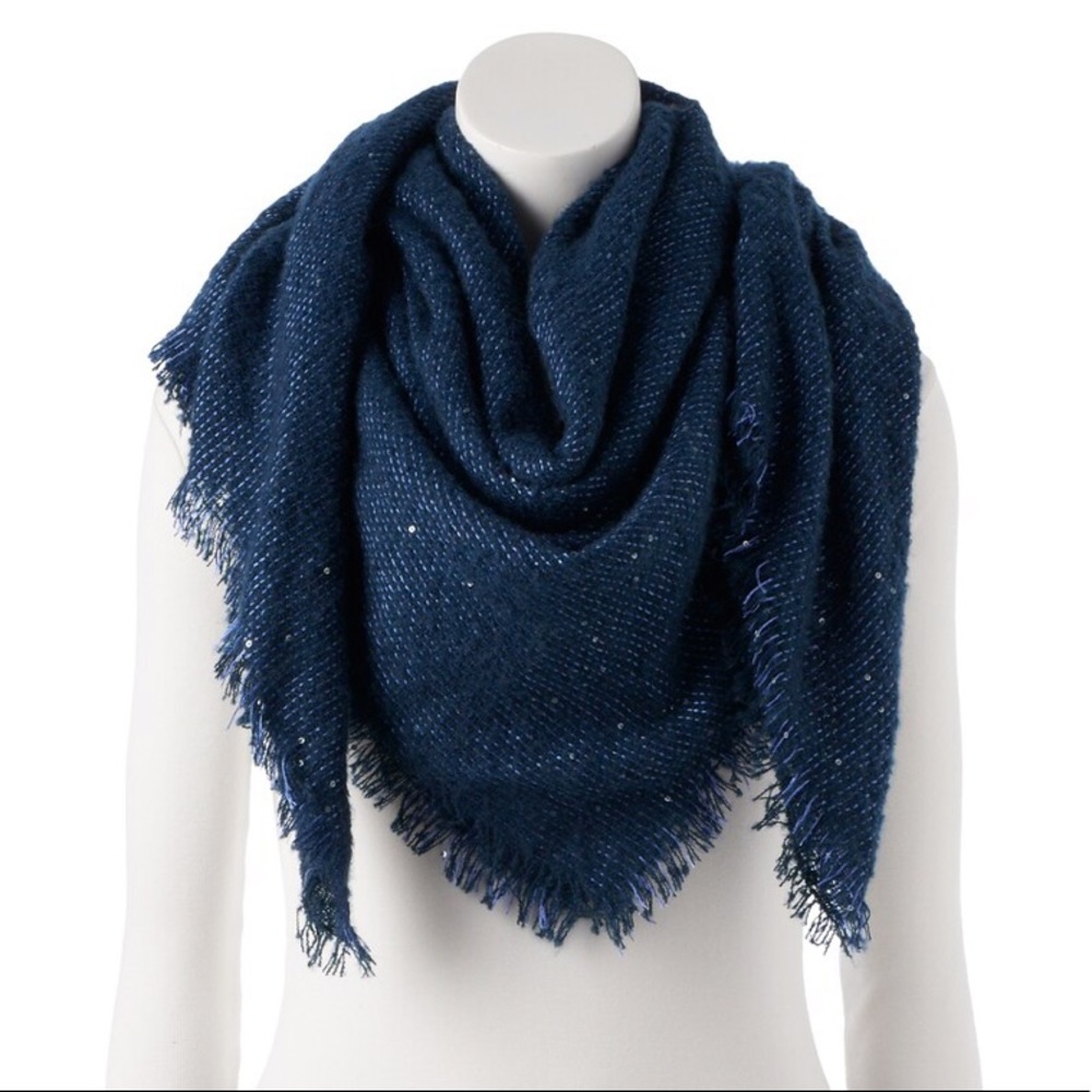 Lauren Conrad Shiny Blue Blanket Scarf NWT